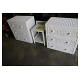 3PC SET OF WHITE WICKER FURNITURE