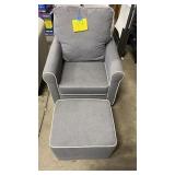 GREY ROCKER CHAIR W/ OTTOMAN