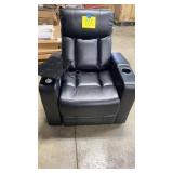 BLACK HOME THEATER POWER RECLINER W/ TRAY