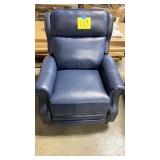 BLUE NAILHEAD TRIM PUSH BACK RECLINER