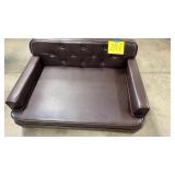 TUFTED LEATHER LOOK DOG BED