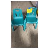 LOT OF 2 BERTINI TODDLER GREEN PLASTIC CHAIRS