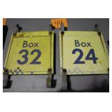 (2) 12" x 12" OLD METAL IMS SIGNS BOX 24 & 32