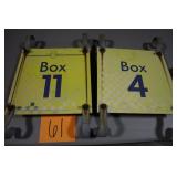 (2) 12" x 12" OLD METAL IMS SIGNS BOX 4 & 11