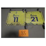 (2) 12" x 12" OLD METAL IMS BOX SIGNS