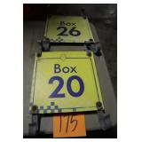 (2) 12" x 12" OLD METAL IMS BOX SIGNS