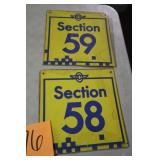 (2) 12" x 12" OLD METAL IMS SECTION SIGNS