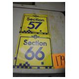 (2) 12" x 12" OLD METAL IMS SECTION SIGNS