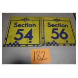 (2) 12" x 12" OLD METAL IMS SECTION SIGNS