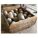 18+/- Glass Insulators, Wood Box