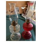2 Glass Oil Lamps