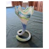 Art Glass Vase w/ Blue/Green Swirl