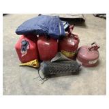 gas cans(4), tarp funnels bug zapper