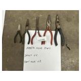 Needle nose pliers, straight (4), bent nose (1)