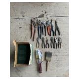 Chanel locks, pliers, scotch brite, paint brushes
