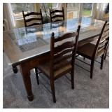 Beautiful Wood w/ Glass Top Dining Table,