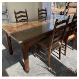 Beautiful Wood w/ Glass Top Dining Table,
