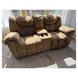 Tan Double Reclining Electric Sofa