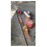 Manual Pole Saw, 4 Hedge Trimmers, Gas Can