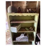 Wooden Shelf & Contents