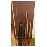 Pool Sticks, Folding Chair, Fishing Pole, Golf