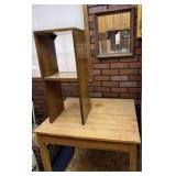 Wooden Table, Wood Shelf, Mirror