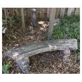 Concrete Rounded Bench, Broken Concrete Birdbath