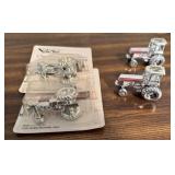 4 White Tractor Christmas Ornaments