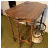Vintage Hurricane Lamp (Missing Top), Side Table