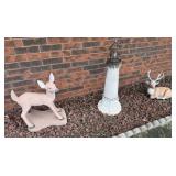 2 Small Concrete Deer, Garden Lighthouse
