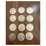 12+/- 1964 Kennedy Half Dollars
