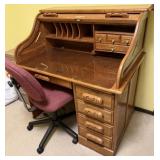 Vintage Roll Top Desk w/ Rolling Chair