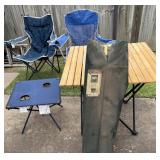 Folding Camp Table, 2 Folding Chairs, Folding