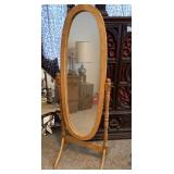 Freestanding Wood Oval Swivel Mirror
