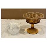 Vintage Fenton Amber Compote Dish,