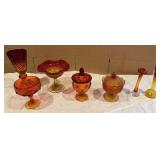7+/- Vintage Amberina Glass Pieces