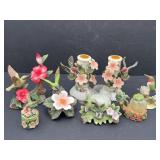 Variety of hummingbird figurines & candle holders