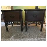 Pair 1 drawer wood & metal  night stands
