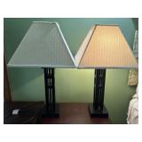 Pair wood table lamps