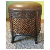 Woven rattan cushion top stool