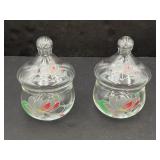 Set of 2 Pasabahce Turkey glass lidded jars