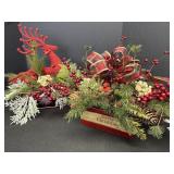 (2) Christmas Centerpieces, Reindeer w/