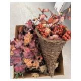 Cornucopia w/ fall berries & leaves