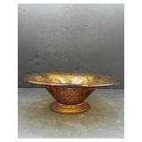 Tiara Amber Sandwich Glass footed console bowl