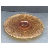 Tiara Amber Sandwich Glass low cake stand