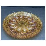 Tiara Amber Sandwich Glass deviled egg server