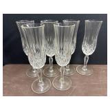 (6) Crystal Cut Champagne Glasses