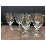 (6) Gold Leaf Water Goblets