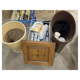 Clock, Trash Can, Light Bulbs, toothbrush holder