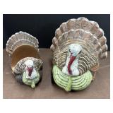 Ceramic Turkey Napkin Holder & Lidded Dish